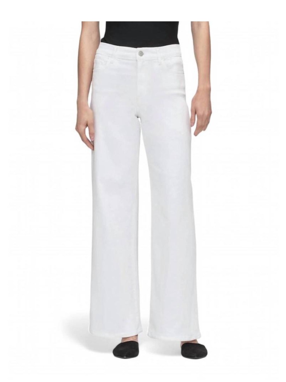 Frame Denim White High-Rise Wide Leg Jeans